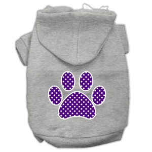 Purple Swiss Dot Paw Screen Print Pet Hoodies Grey Size Lg (14)