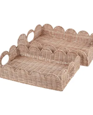 Rattan Scallop Tray Large