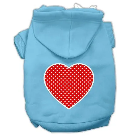 Red Swiss Dot Heart Screen Print Pet Hoodies Baby Blue Size XXL (18)