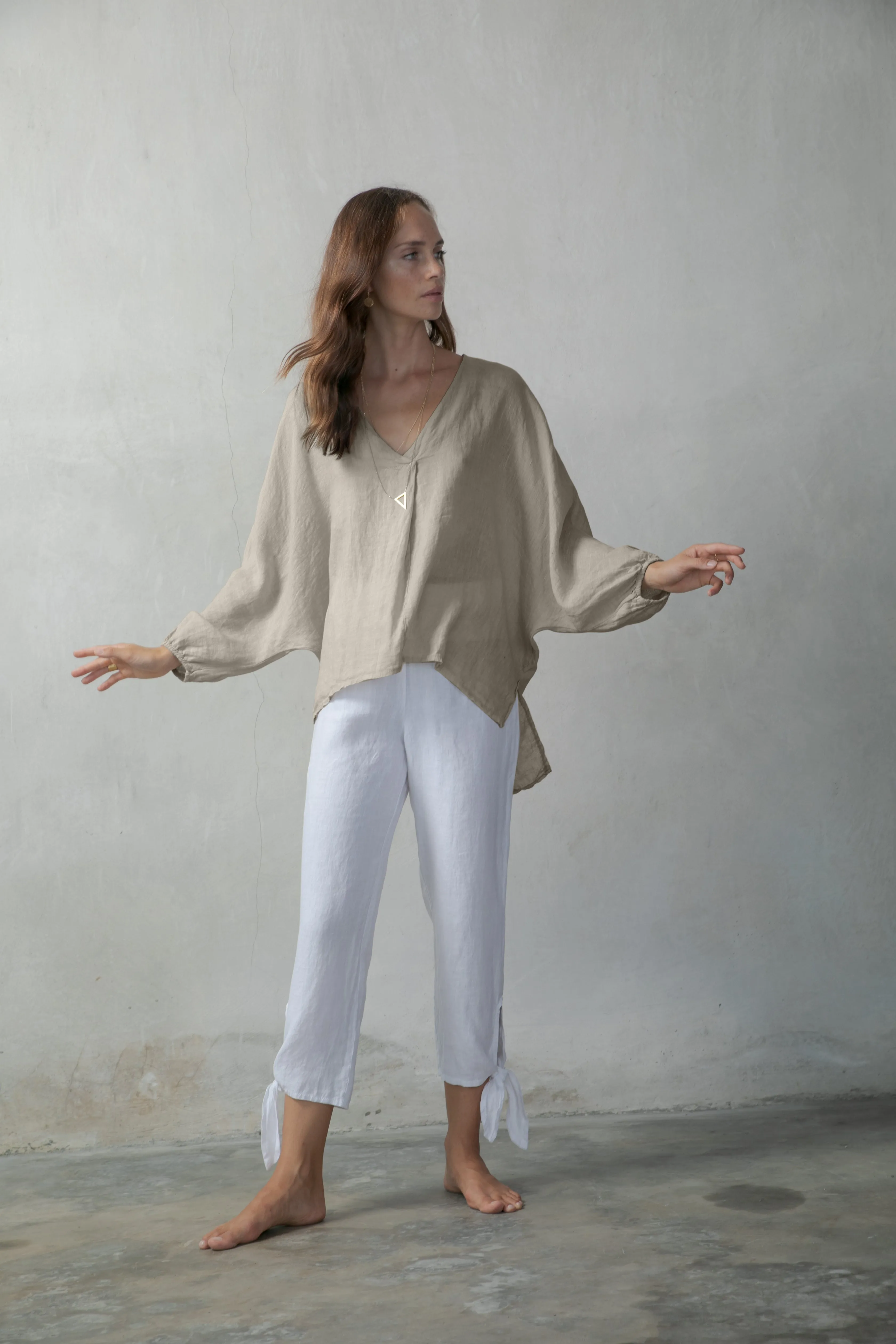 Relaxed Pallocino Linen Top Oatmeal