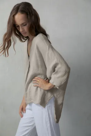 Relaxed Pallocino Linen Top Oatmeal