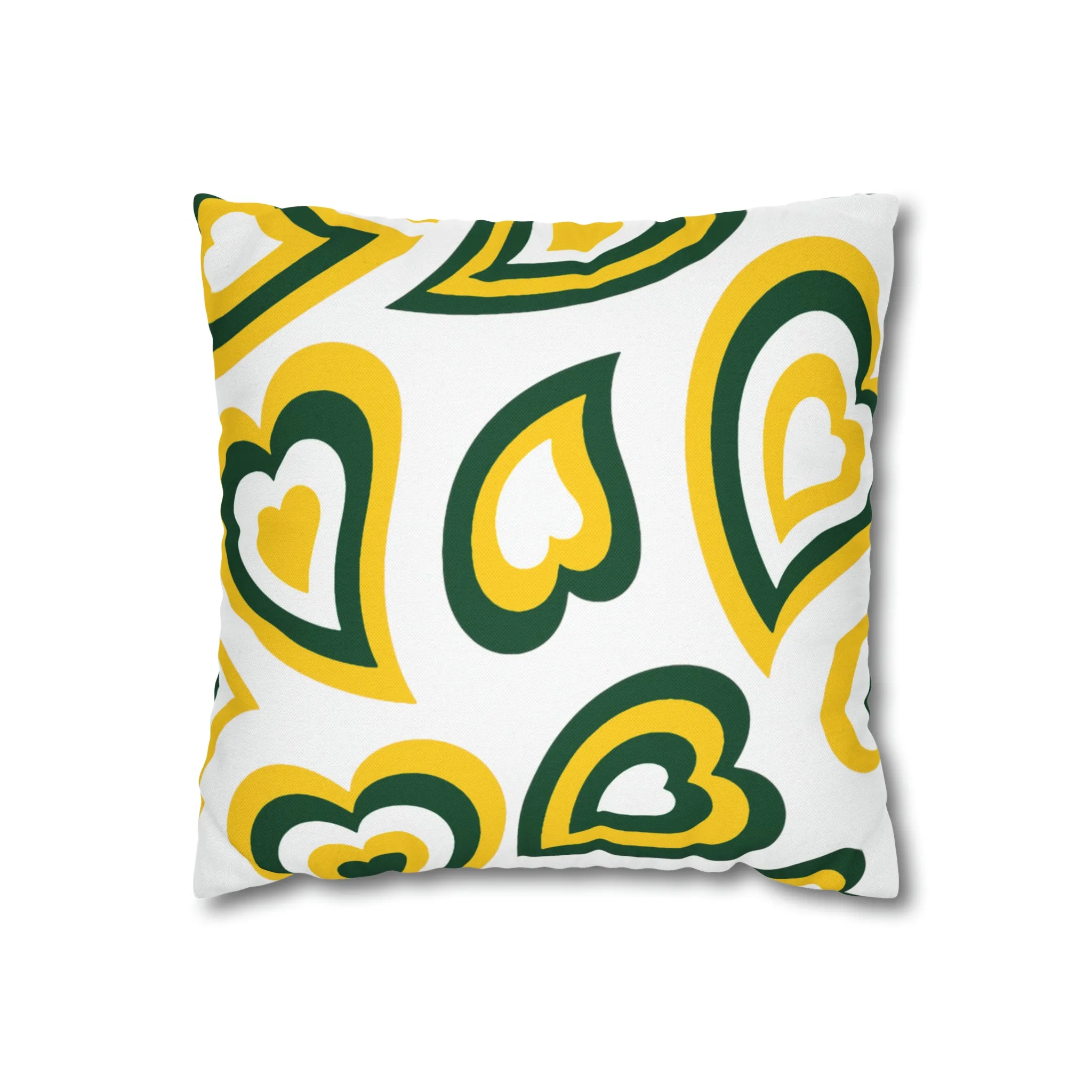 Retro Heart Pillow - Green and Gold, Heart Pillow, Hearts, Valentine's Day, USF, Oregon,Bed Party Pillow, Sleepaway Camp Pillow,Camp