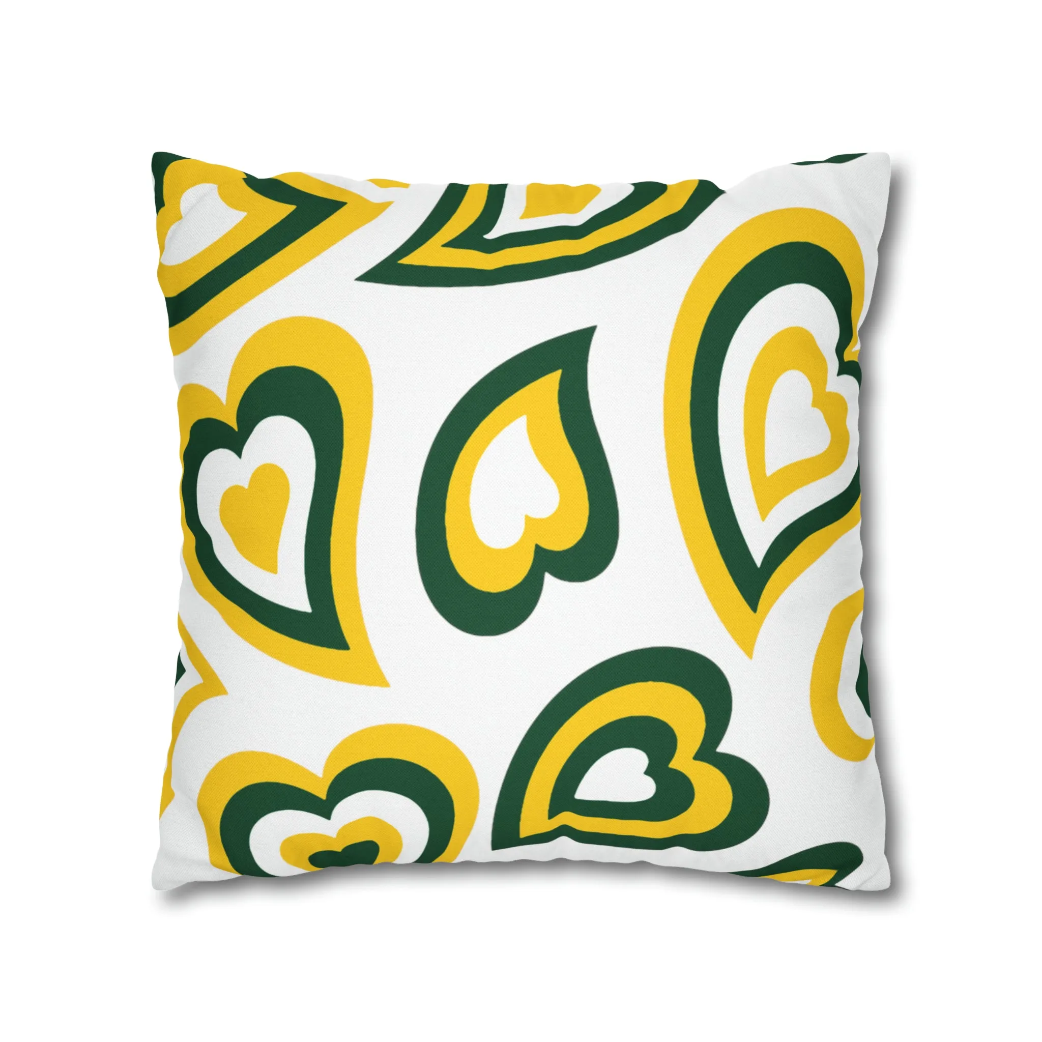 Retro Heart Pillow - Green and Gold, Heart Pillow, Hearts, Valentine's Day, USF, Oregon,Bed Party Pillow, Sleepaway Camp Pillow,Camp