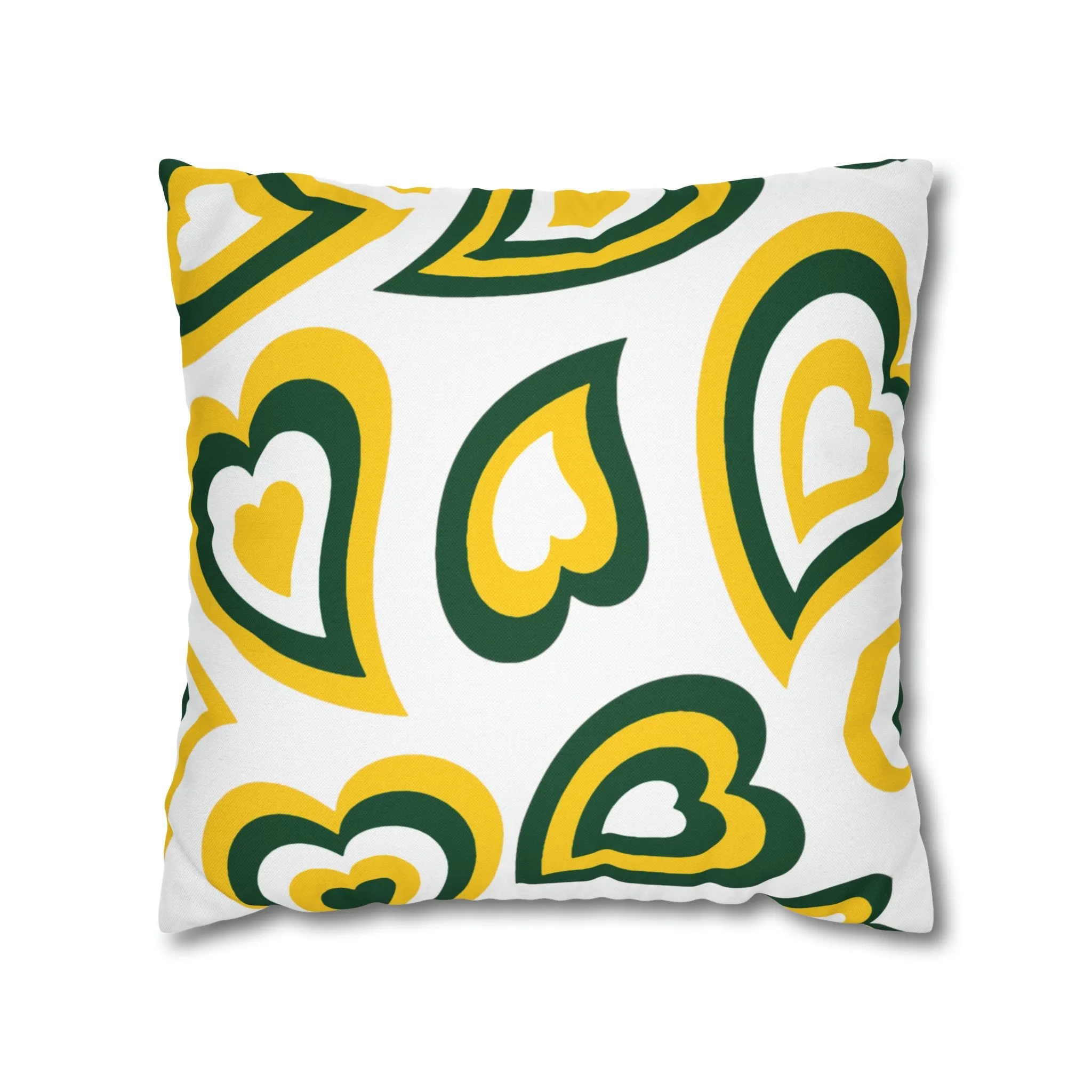 Retro Heart Pillow - Green and Gold, Heart Pillow, Hearts, Valentine's Day, USF, Oregon,Bed Party Pillow, Sleepaway Camp Pillow,Camp