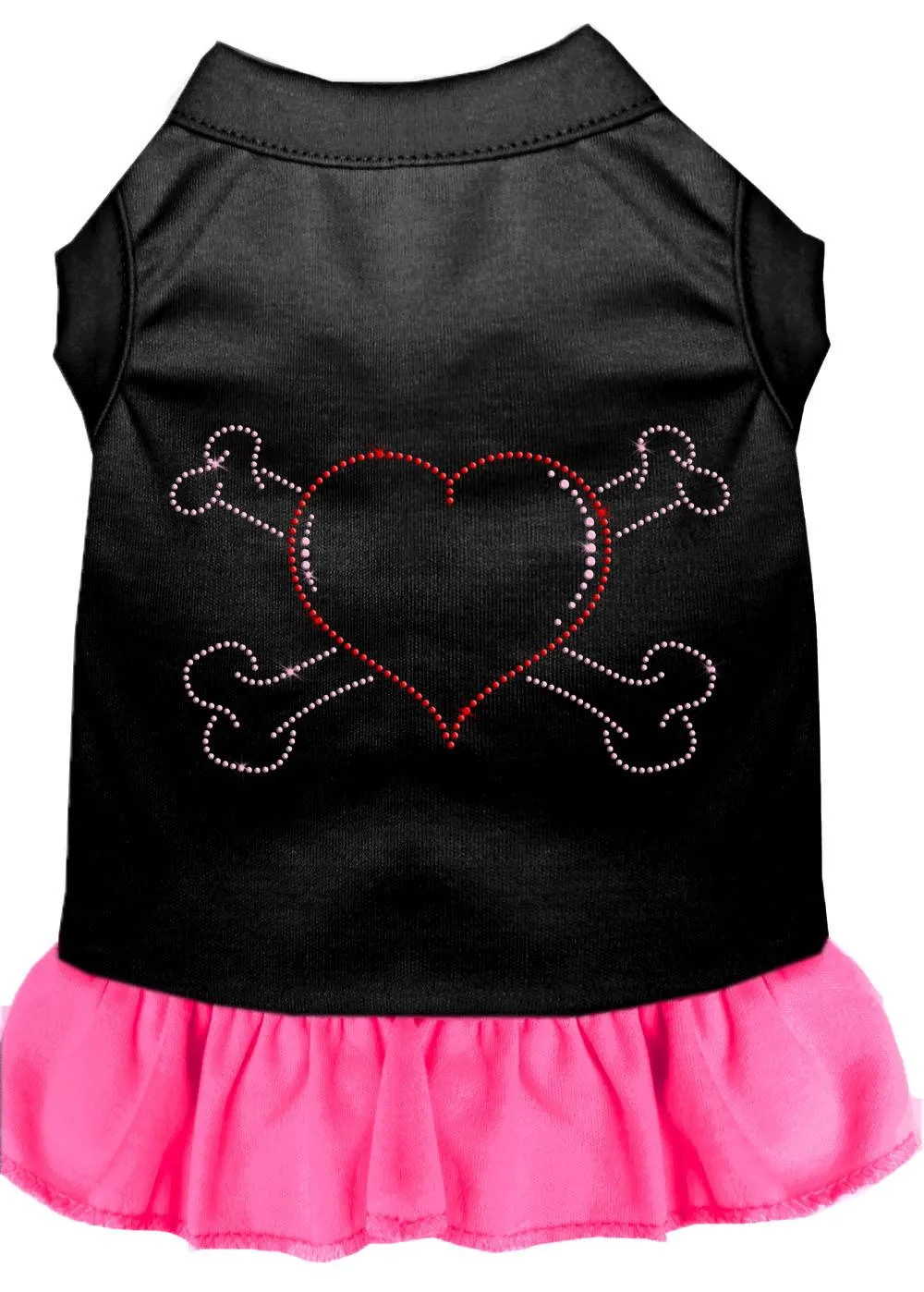 Rhinestone Heart And Crossbones Dress Black With Bright Pink Xxl (18)