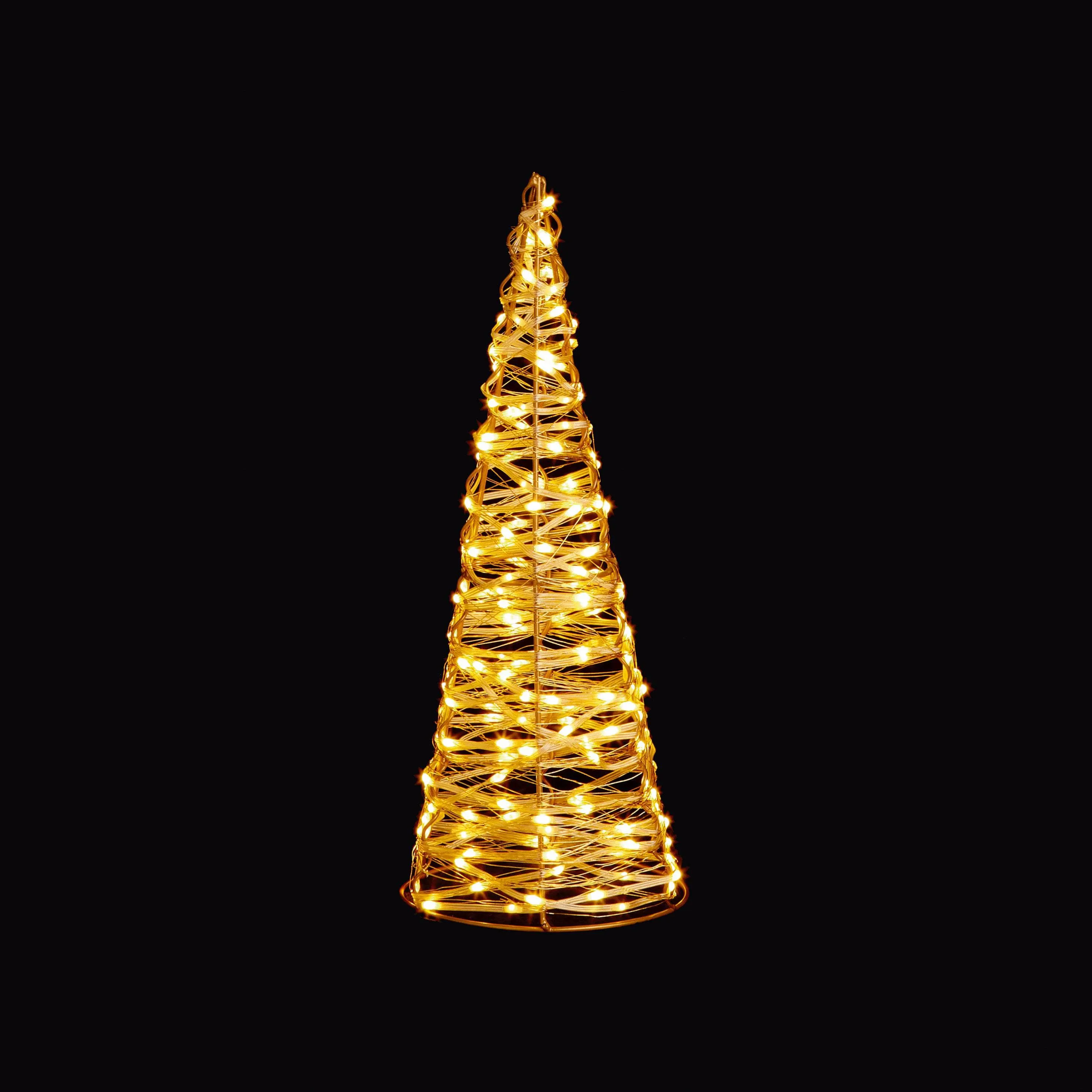 Set of 3 Rose Gold Christmas Cones With 900 Warm White LEDs