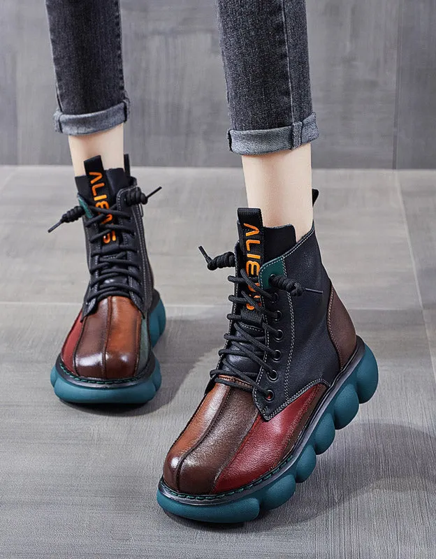 Splicing Leather Non-slip Waterproof Platform Boots