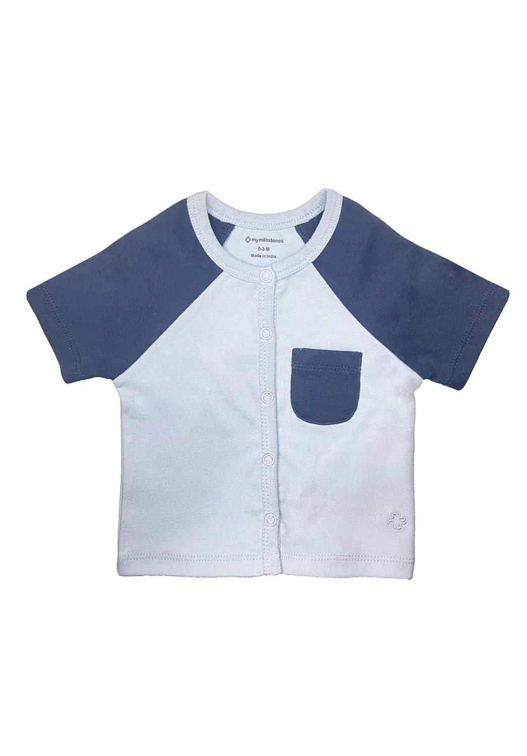 T-Shirt Half Sleeves Boys 2Pc Set - Blue/Grey