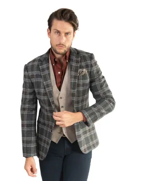 Teal & Beige Check Jacket