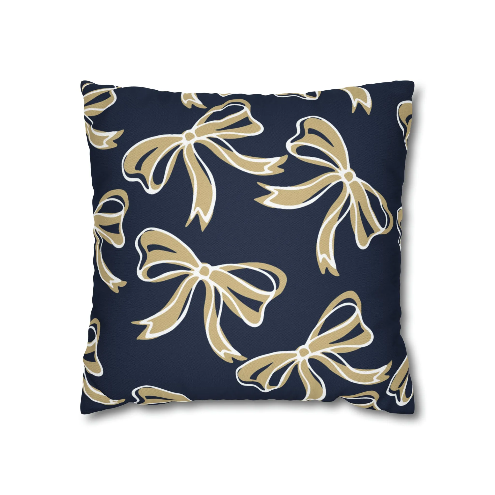 Trendy Bow College Pillow Cover - Dorm Pillow, Graduation Gift, Bed Party Gift, Acceptance Gift, College Gift, GW University, Navy & Gold