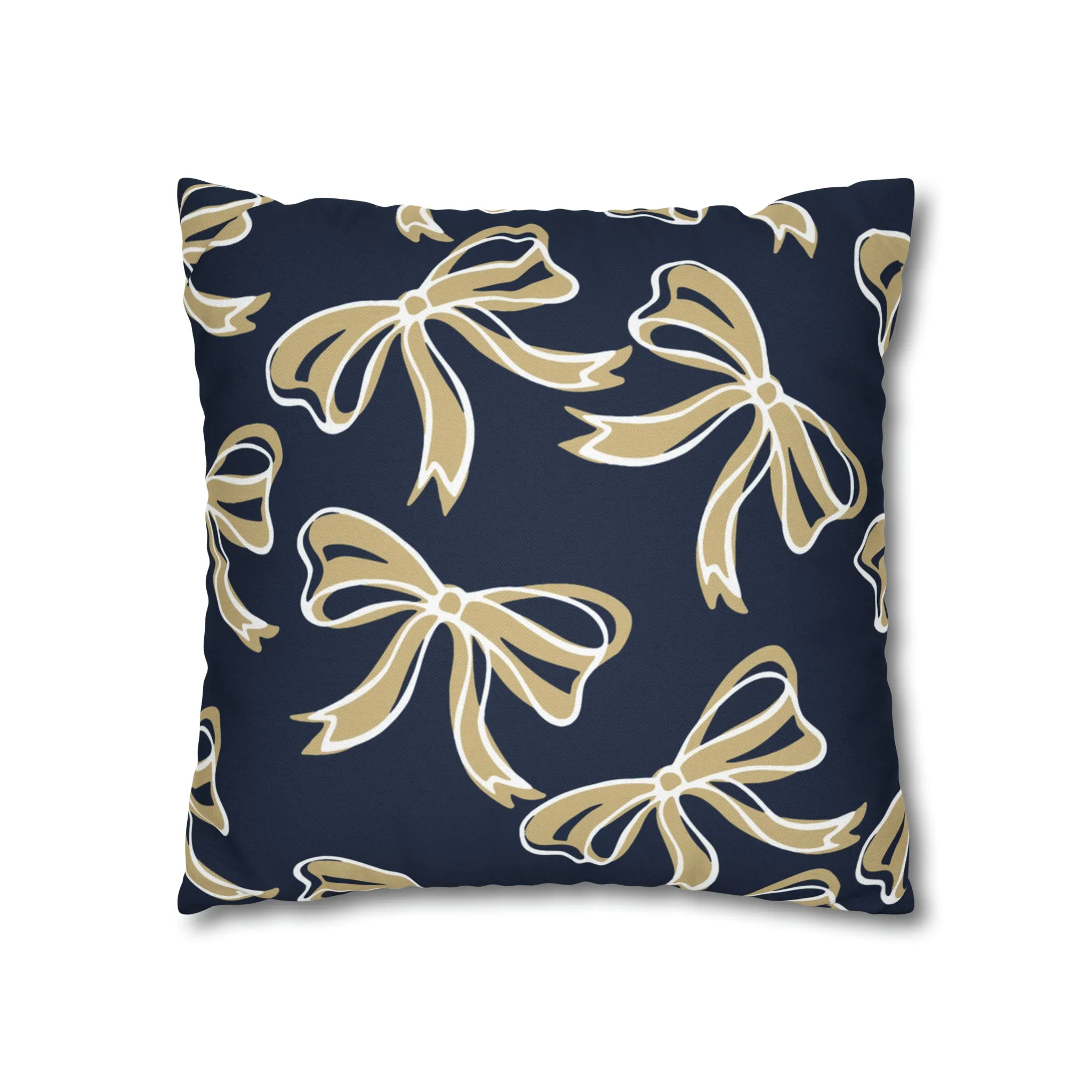 Trendy Bow College Pillow Cover - Dorm Pillow, Graduation Gift, Bed Party Gift, Acceptance Gift, College Gift, GW University, Navy & Gold