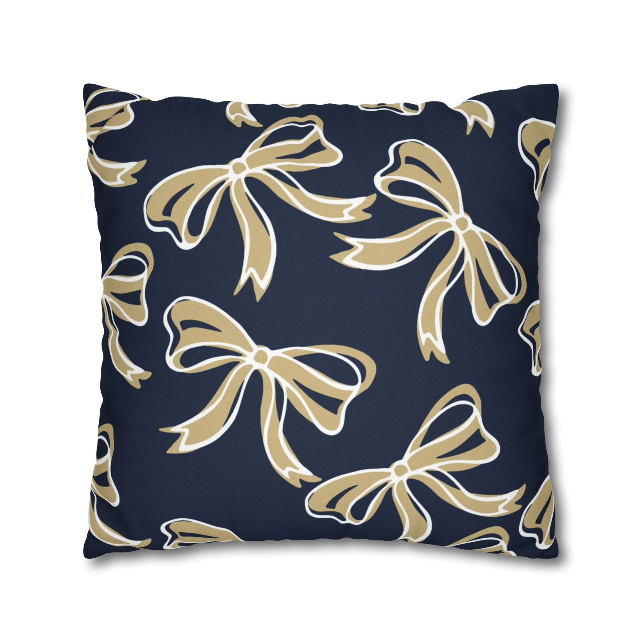 Trendy Bow College Pillow Cover - Dorm Pillow, Graduation Gift, Bed Party Gift, Acceptance Gift, College Gift, GW University, Navy & Gold