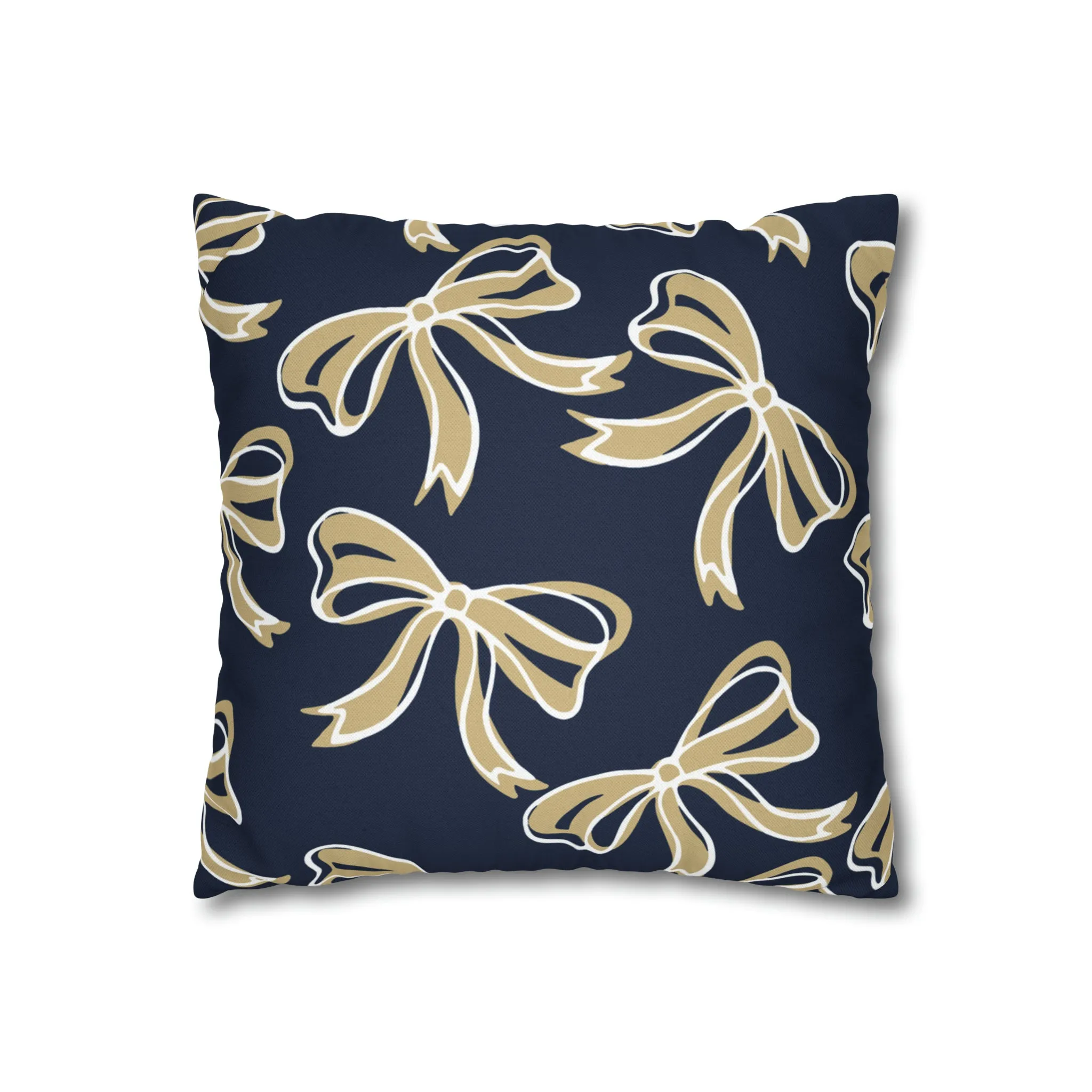 Trendy Bow College Pillow Cover - Dorm Pillow, Graduation Gift, Bed Party Gift, Acceptance Gift, College Gift, GW University, Navy & Gold