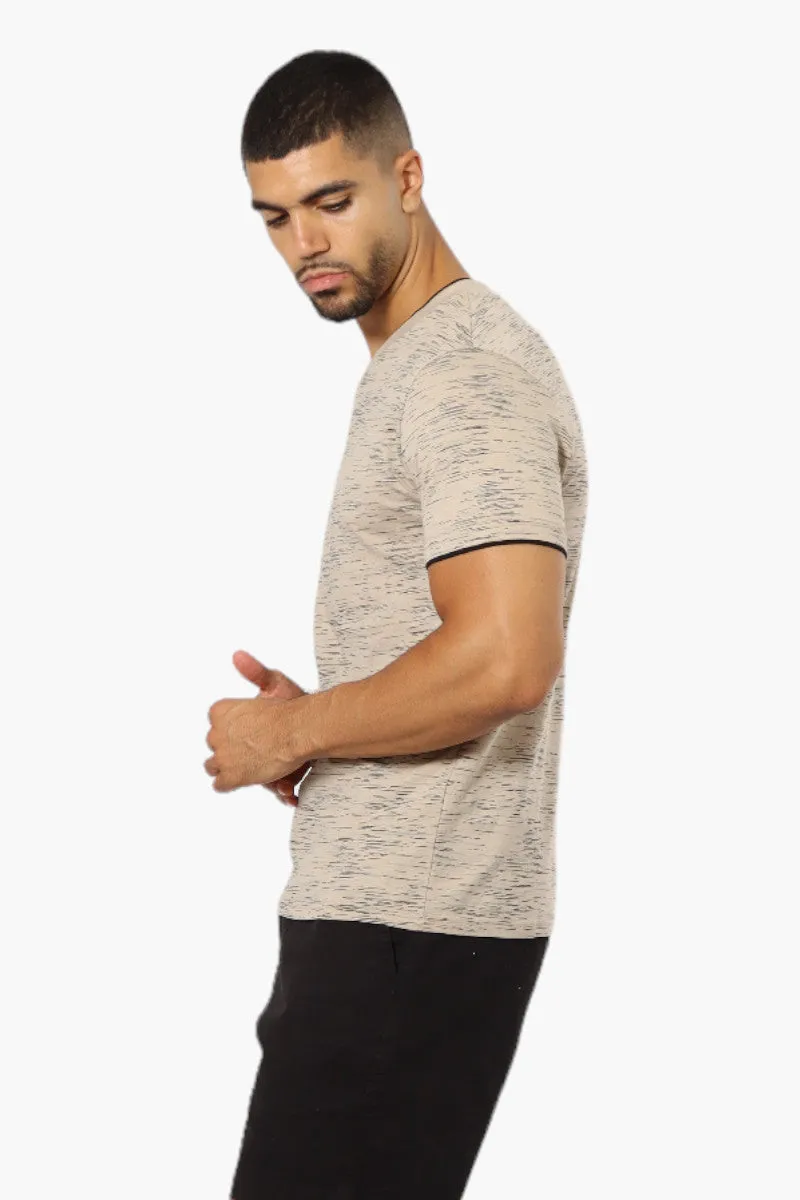 Urbanology Patterned V-Neck Tee - Beige