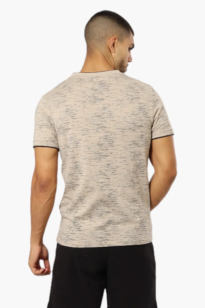 Urbanology Patterned V-Neck Tee - Beige