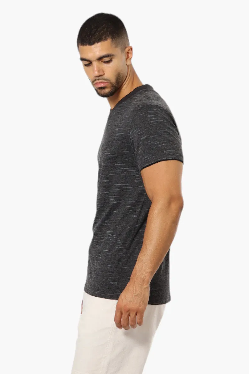 Urbanology Patterned V-Neck Tee - Black