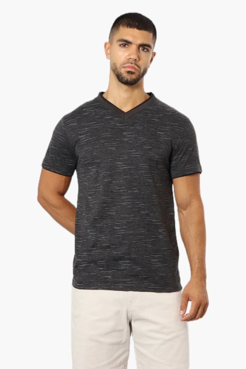 Urbanology Patterned V-Neck Tee - Black