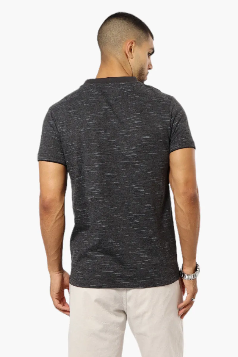 Urbanology Patterned V-Neck Tee - Black