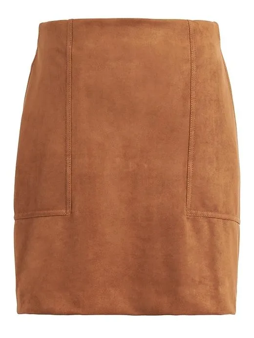 Vegan Suede Mini Skirt in Nutmeg