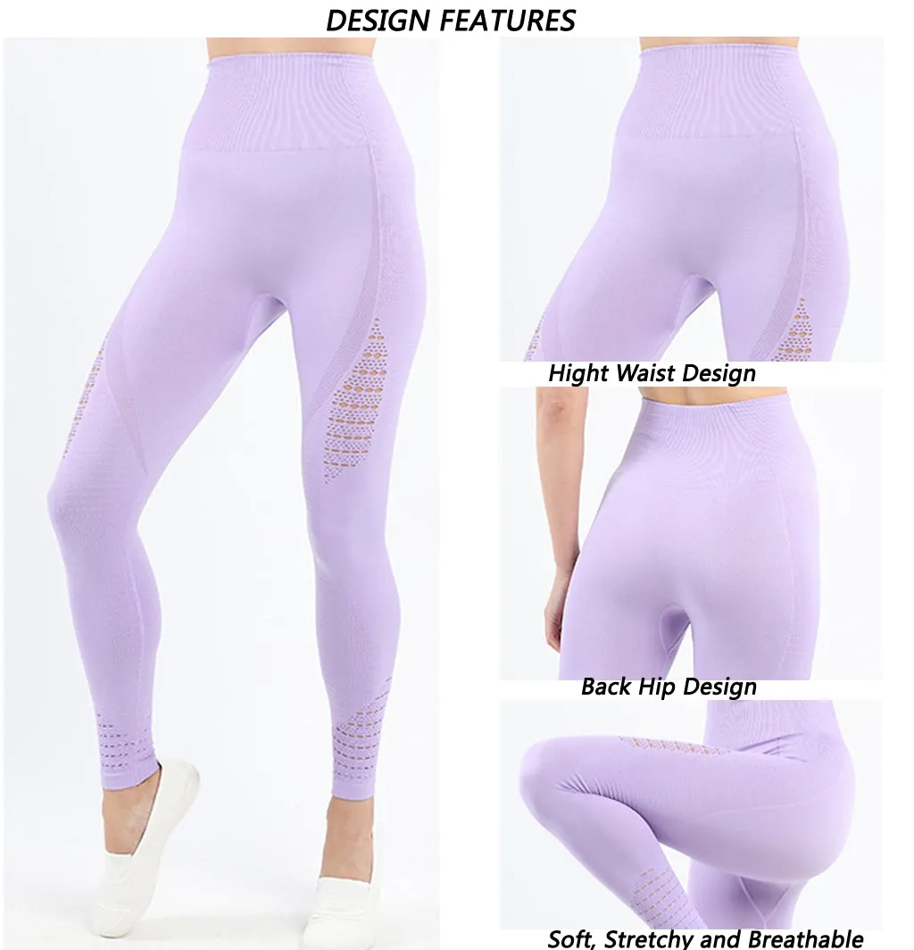 Women Yoga Fitness Pants High Waisted Butt Lifting Leggings Soft Stretchy Workout Seamless  Leggings