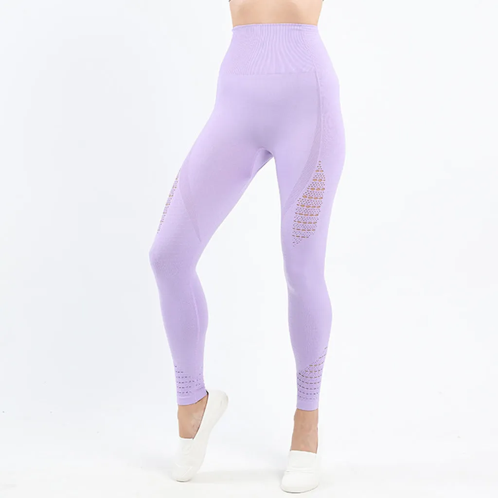 Women Yoga Fitness Pants High Waisted Butt Lifting Leggings Soft Stretchy Workout Seamless  Leggings