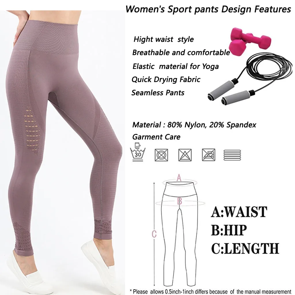 Women Yoga Fitness Pants High Waisted Butt Lifting Leggings Soft Stretchy Workout Seamless  Leggings