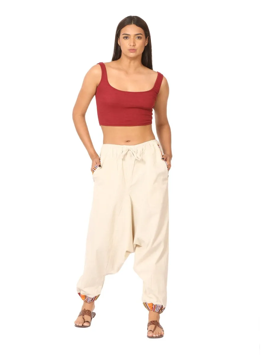 Women's Designer Harem Pants | Cream | Fits Waist Size 28" to 36"