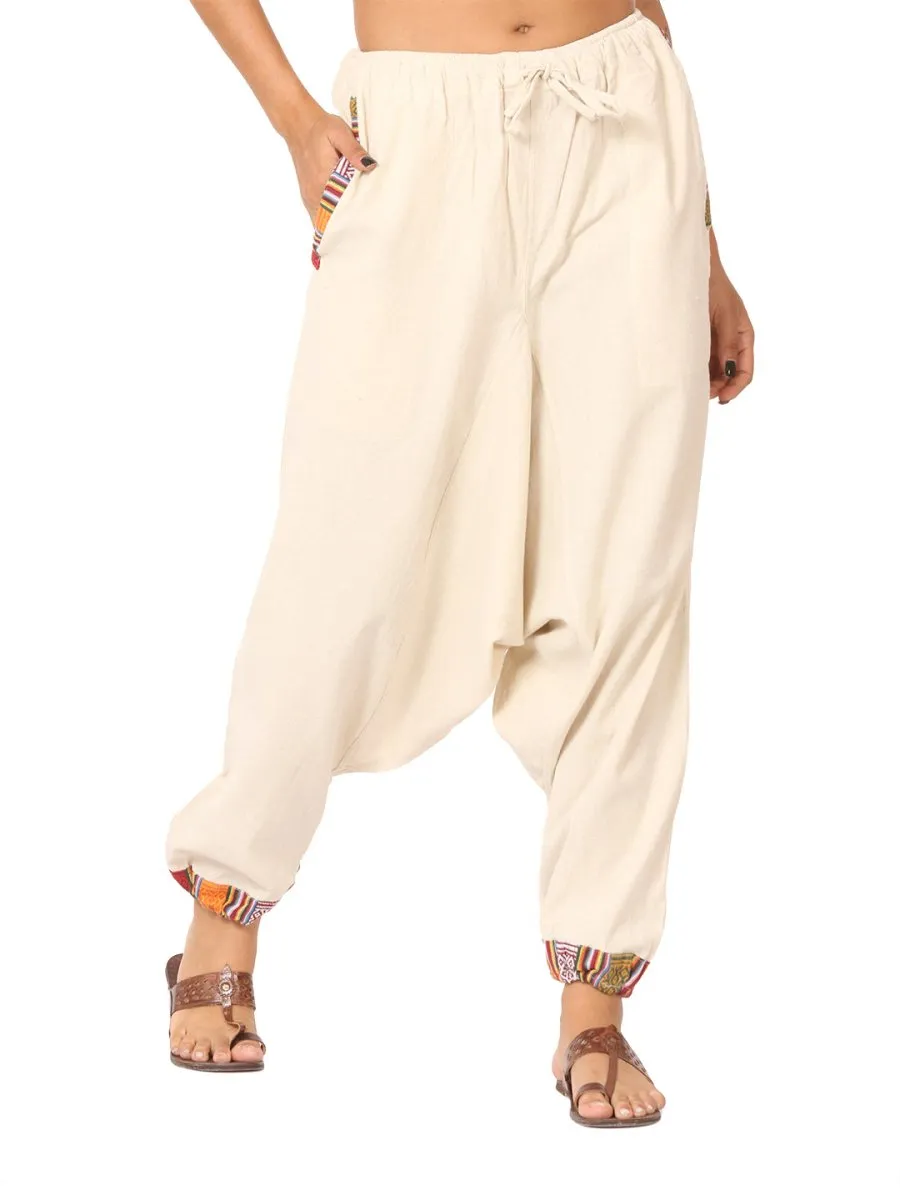 Women's Designer Harem Pants | Cream | Fits Waist Size 28" to 36"