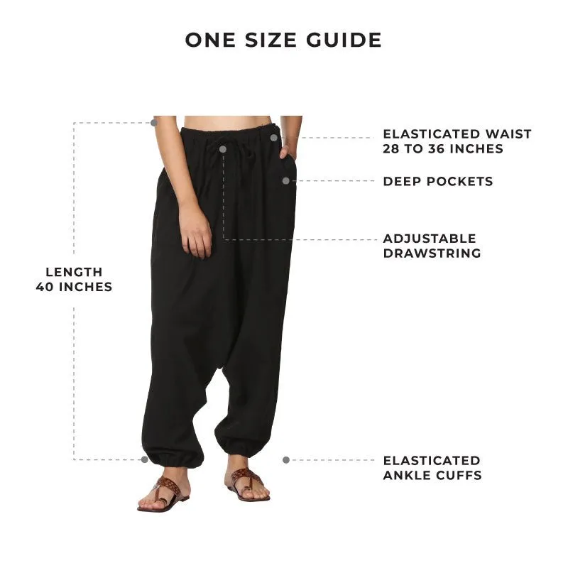 Women's Harem Pant | Black | Fits Waist Size 28" to 36"