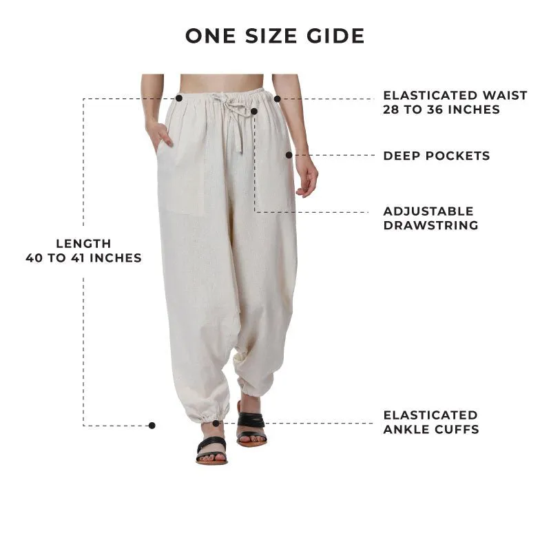 Women's Harem Pant | Cream | Fits Waist Size 28" to 36"